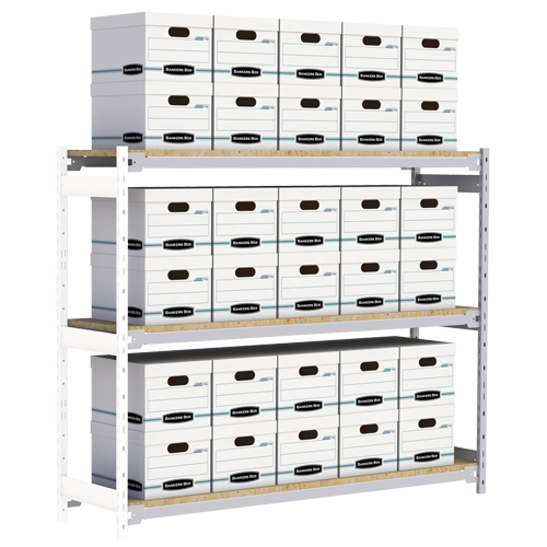 Wide Span Record Storage Shelving, Steel, 3 Shelves, 72" W x 18" D x 60" H, Add-On Kit Dufferin Supply