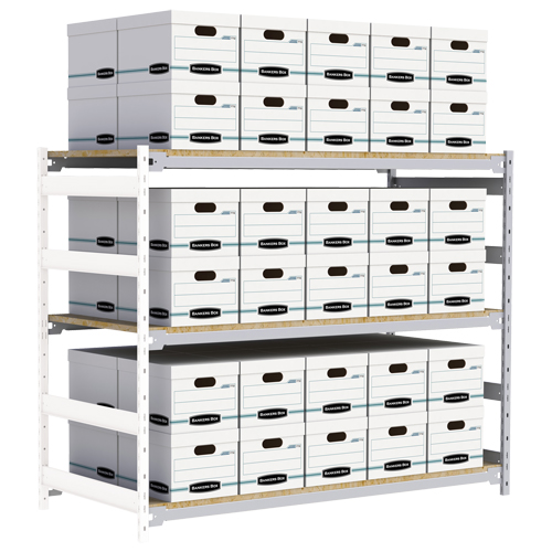 Wide Span Record Storage Shelving, Steel, 3 Shelves, 72" W x 32" D x 60" H, Add-On Kit Dufferin Supply