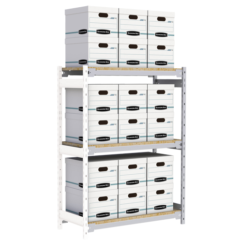 Wide Span Record Storage Shelving, Steel, 3 Shelves, 42" W x 18" D x 60" H, Add-On Kit Dufferin Supply