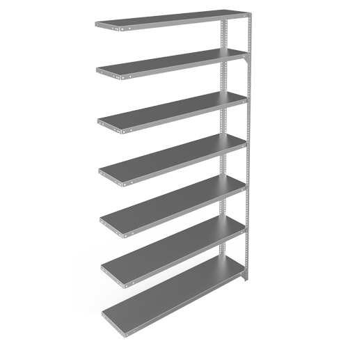 Shelving Unit, Galvanized Steel, Slotted Angle, 300 lbs. Capacity, 48" W x 84" H x 12" D Dufferin Supply
