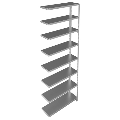 Shelving Unit, Galvanized Steel, Slotted Angle, Add-On, 36" W x 96" H x 12" D Dufferin Supply