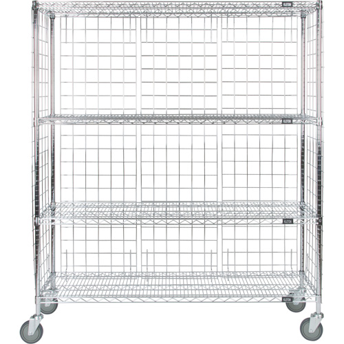 Enclosed Wire Shelf Cart, Chrome Plated, 60" x 69" x 24", 800 lbs. Capacity Dufferin Supply