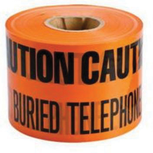 "Buried Telephone Line" Identoline&reg; Underground Warning Tape, 6" W x 1000' L, Black on Orange Dufferin Supply