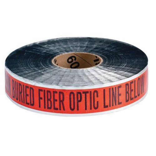 Ruban d'avertissement de danger souterrain Fiber Optic Line Identoline, 2" la x 1000' lo, Noir/orange Dufferin Supply
