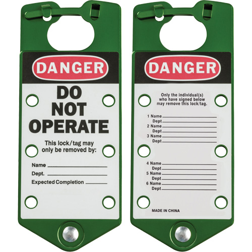 Moraillons de verrouillage &eacute;tiquet&eacute;s, Vert Dufferin Supply