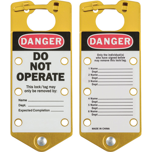 Moraillons de verrouillage &eacute;tiquet&eacute;s, Jaune Dufferin Supply