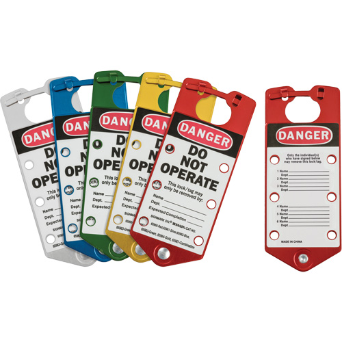 Moraillons de verrouillage &eacute;tiquet&eacute;s, Bleu/Vert/Rouge/Argent/Jaune Dufferin Supply