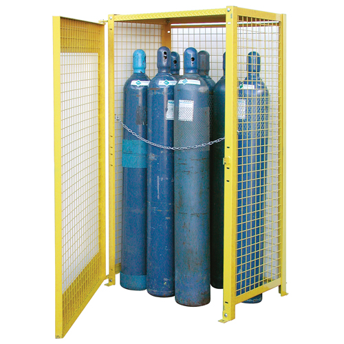 Gas Cylinder Cabinets, 10 Cylinder Capacity, 44" W x 30" D x 74" H, Yellow Dufferin Supply