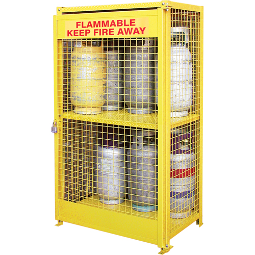 Gas Cylinder Cabinets, 12 Cylinder Capacity, 44" W x 30" D x 74" H, Yellow Dufferin Supply