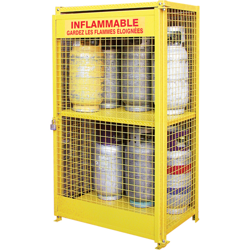 Gas Cylinder Cabinets, 12 Cylinder Capacity, 44" W x 30" D x 74" H, Yellow Dufferin Supply