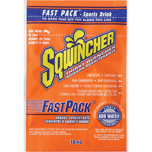 Sqwincher&reg; Rehydration Drink Fast Pack&reg;, Single Serve, Orange Dufferin Supply