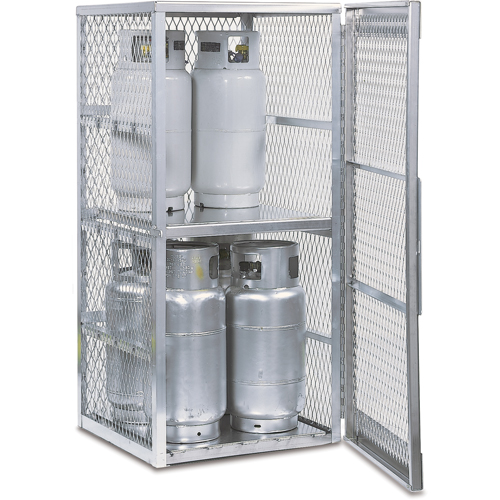 Aluminum LPG Cylinder Locker Storage, 8 Cylinder Capacity, 30" W x 32" D x 65" H, Silver Dufferin Supply