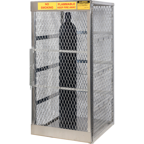 Aluminum LPG Cylinder Locker Storage, 10 Cylinder Capacity, 30" W x 32" D x 65" H, Silver Dufferin Supply