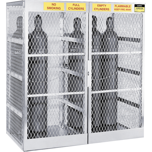 Aluminum LPG Cylinder Locker Storage, 20 Cylinder Capacity, 60" W x 32" D x 65" H, Silver Dufferin Supply