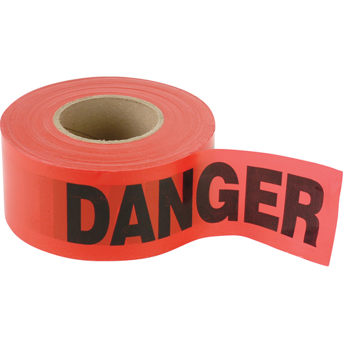 Standard Smaller Barricade Tape, English, 3" W x 300' L, 2 mils, Black on Red Dufferin Supply