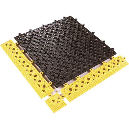 TAPIS MODULAIRE LOK-TYLE 12"X12" JAUNE NOIR, Vinyle, 1' la c, 1' lo, 9/16" &eacute;paisseur, Noir Dufferin Supply