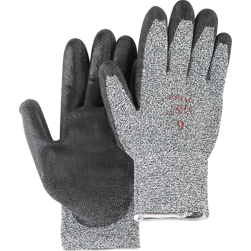Gants de tricot poivre & sel avec rev&ecirc;tement de paume noir, Taille Petit/7, Rev&ecirc;tement Polyur&eacute;thane, Enveloppe en PEHP, ANSI/ISEA 105 niveau 2 Dufferin Supply