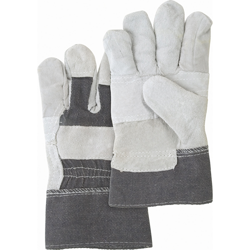 Gants d'ajusteur &agrave; paume renforc&eacute;e d'usage standard, Grand, Paume en Cuir de vache refendu, Doublure en Coton Dufferin Supply