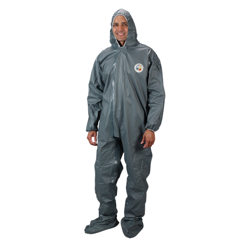 2.0 Mil CRFR Hooded Coveralls, Small, Grey, FR Treated Fabric Dufferin Supply