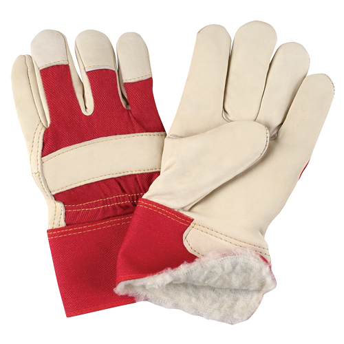 Gants d'ajusteur rouge & blanc doubl&eacute;s pour l'hiver de premi&egrave;re qualit&eacute;, T-Grand, Paume en Cuir fleur de vache, Doublure en Boa Dufferin Supply