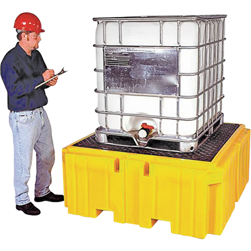 GRV Spill Pallet Plus avec drain, Capacit&eacute; de d&eacute;versement 365 gal. US, 62" x 62" x 28" Dufferin Supply