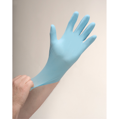 Puncture-Resistant Examination Gloves, Medium, Nitrile, 4.5-mil, Powdered, Blue Dufferin Supply