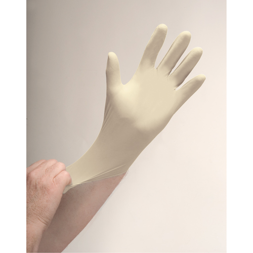Gants d'examen de premi&egrave;re qualit&eacute; pour peau sensible, Petit, Latex, 4 mils, Sans poudre, Naturel Dufferin Supply