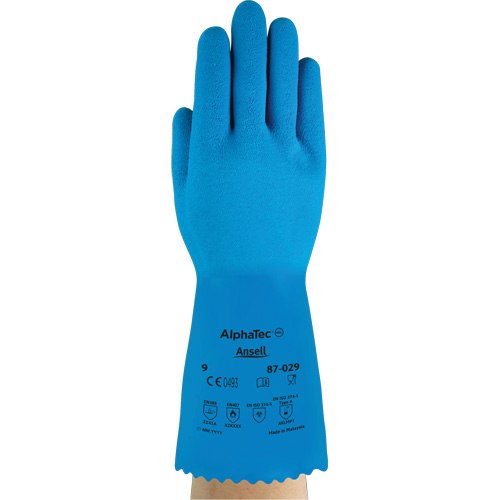 Gants AlphaTec 87-029, Taille Petit/7, 12" lo, Latex de caoutchouc, Doublure en Nylon, 50 mils Dufferin Supply