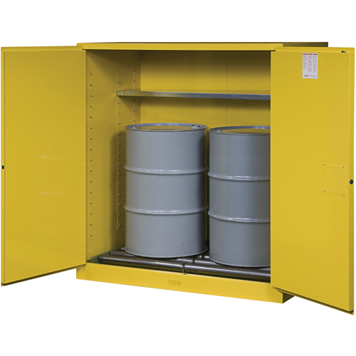 Sure-Grip&reg; EX Vertical Drum Storage Cabinets, 110 US gal. Cap., 2 Drums, Yellow Dufferin Supply