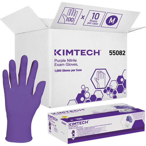 Kimtech Examination Gloves, Medium, Nitrile, 6-mil, Powder-Free, Purple, Class 2 Dufferin Supply