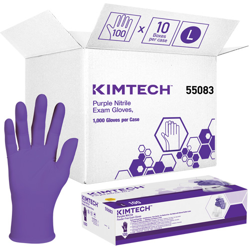 Kimtech Examination Gloves, Large, Nitrile, 6-mil, Powder-Free, Purple, Class 2 Dufferin Supply