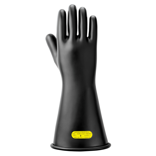 Black Natural Rubber Insulating Gloves, ASTM Class 2, Size 10, 14" L Dufferin Supply