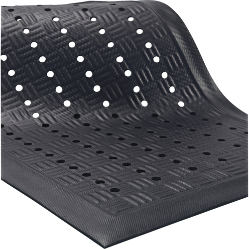 Tapis Cushion Station, &agrave; fentes, 3-1/5' x 5-3/10' x 9/16", Noir, Nitrile Dufferin Supply