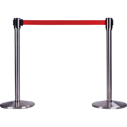 Poteau r&eacute;cepteur pour barri&egrave;res sur pieds pour le contr&ocirc;le des foules, Hauteur de 35", Acier inoxydable Dufferin Supply