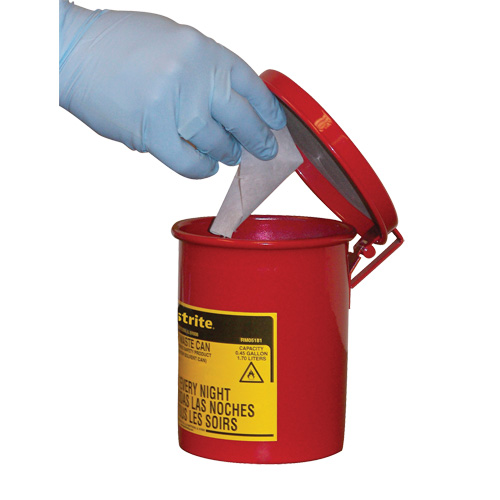Mini bidons pour d&eacute;chets huileux pour dessus d'&eacute;tabli, Homologu&eacute; FM, 0,45 gal. US, Rouge Dufferin Supply