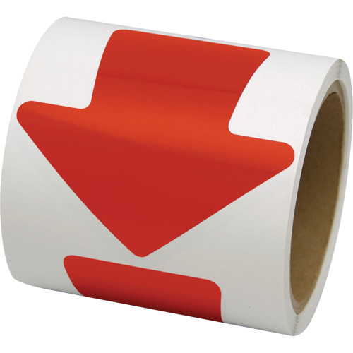Coloured Floor Marking Decals, Arrow, 4" L x 4" W, Red, Vinyl Dufferin Supply
