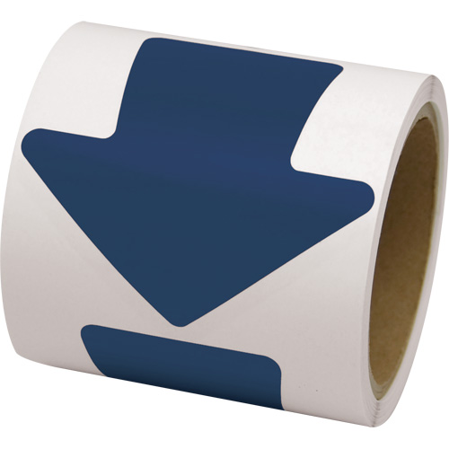 D&eacute;calcomanie en couleur pour le marquage des planchers, Fl&egrave;che, 4" lo x 4" la, Bleu, Vinyle Dufferin Supply