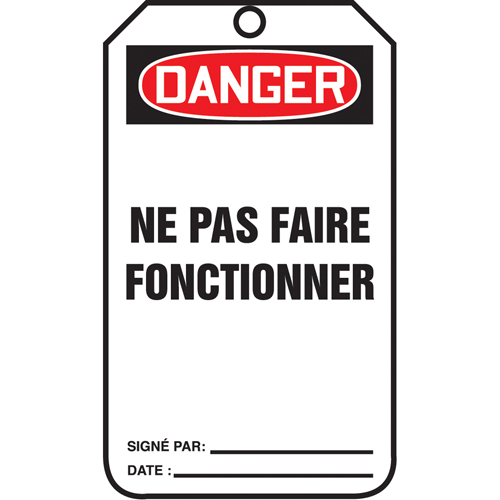 Lockout Tags, Cardstock, 3-1/8" W x 5-7/8" H, French Dufferin Supply