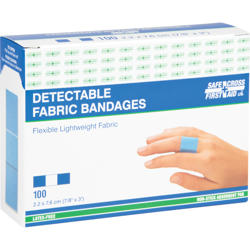 Bandages, Rectangular/Square, 3", Fabric Metal Detectable, Sterile Dufferin Supply