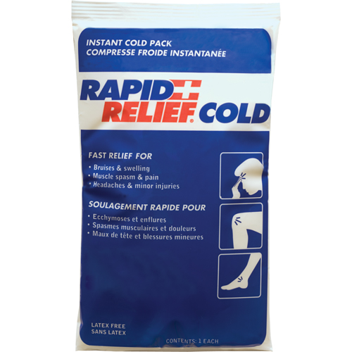 Compresse froide instantan&eacute;e Rapid Relief, Froid, Utilisation unique, 9" x 6" Dufferin Supply