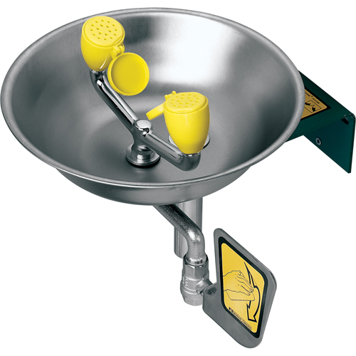 Poste de douche oculaire/faciale, Installation Montage mural, Bol Acier inoxydable Dufferin Supply