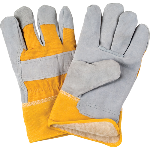 Gants d'ajusteur doubl&eacute;s pour l'hiver, Grand, Paume en Cuir de vache refendu, Doublure en Boa Dufferin Supply