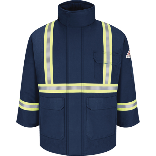 Flame Resistant Parkas with Reflective Striping, Men's, 3X-Large, Navy Blue Dufferin Supply
