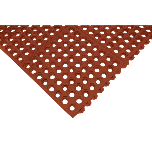 Anti-Fatigue Link Matting, Honeycomb, 3' x 3' x 1/2", Brown, Nitrile/Rubber Dufferin Supply