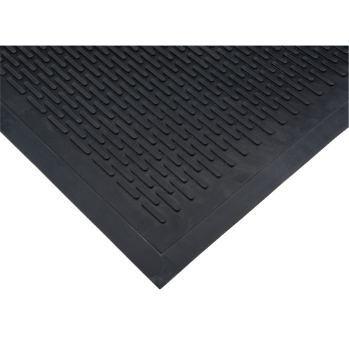 Low-Profile Matting, Rubber, Scraper Type, Solid Pattern, 3' x 5', Black Dufferin Supply