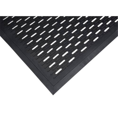Low-Profile Matting, Rubber, Scraper Type, Slotted Pattern, 3' x 5', Black Dufferin Supply