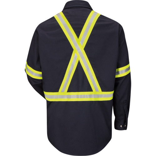Chemise de travail avec bordure r&eacute;fl&eacute;chissante, Coton/nylon, Petit, Bleu marin Dufferin Supply