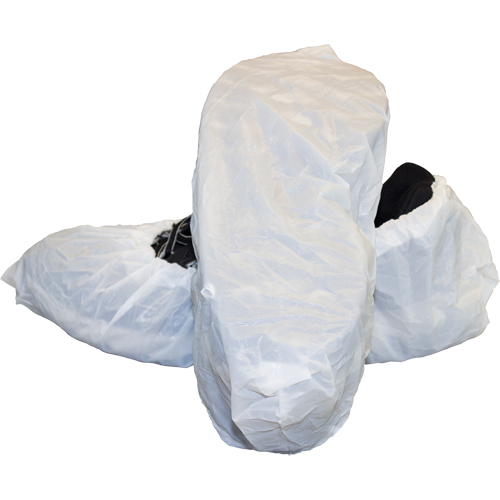 Cast "CPE" Embossed Shoe Covers, Large, Polyethylene, White Dufferin Supply