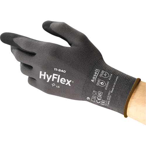 Hyflex&reg; 11-840 Gloves, 9/Large, Foam Nitrile Coating, 15 Gauge, Nylon Shell Dufferin Supply