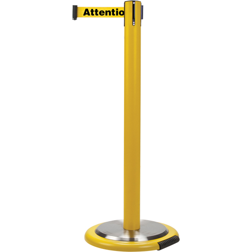 Free-Standing Crowd Control Barrier, Steel, 35" H, Yellow Tape, 7' Tape Length Dufferin Supply